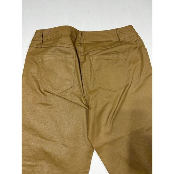 Lane Bryant Y2K Coated Ankle Pants Brown Stretch Slim Fit Cuffed Women's Size 18 - Picture 5 of 6